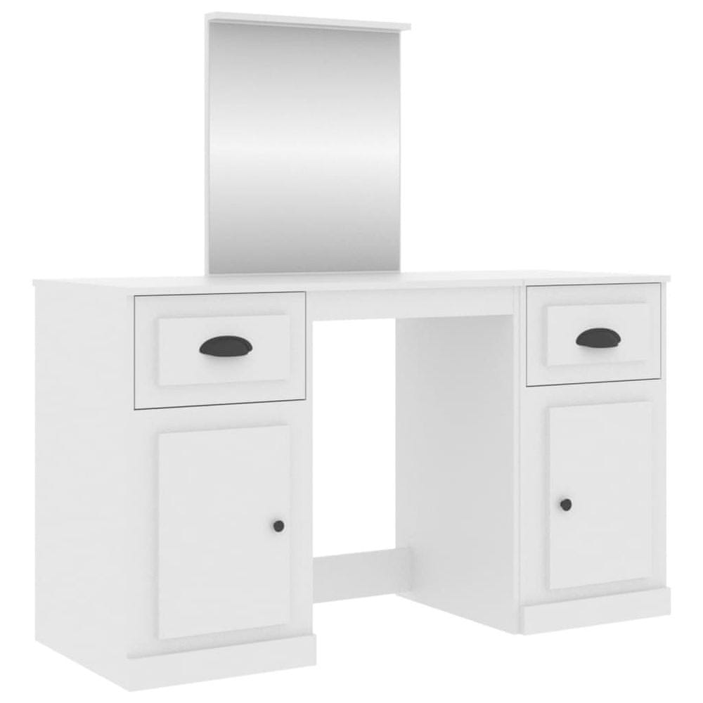 Vidaxl Toaletný stolík so zrkadlom biely 130x50x132,5 cm